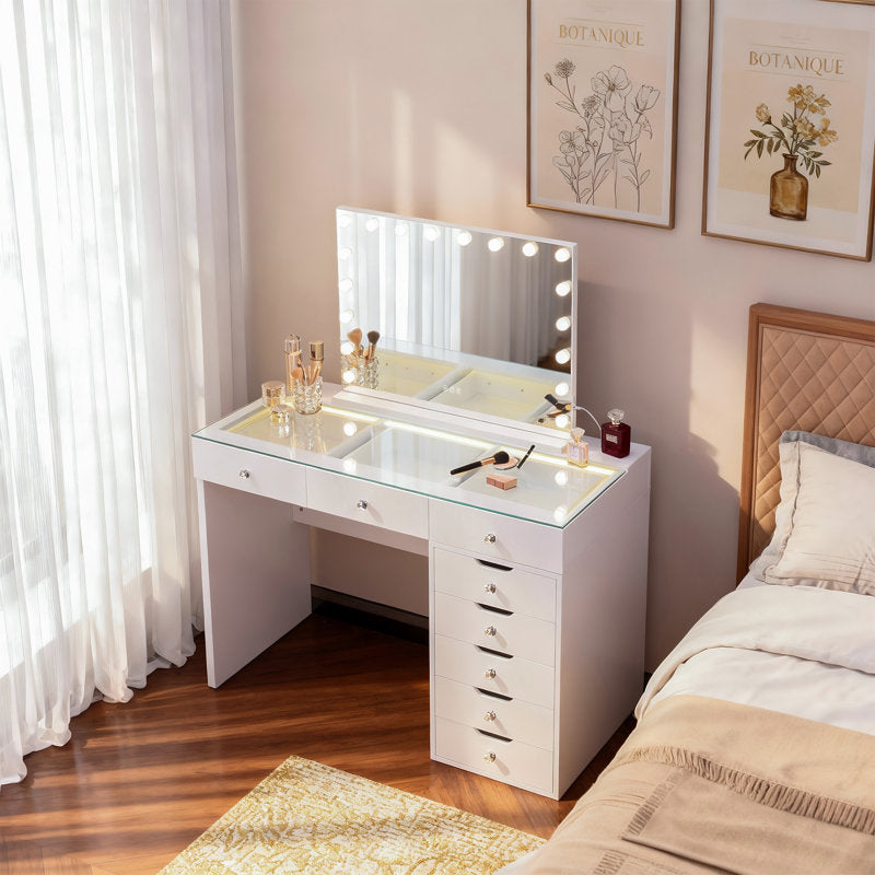 Deontez Dressing Table with Mirror