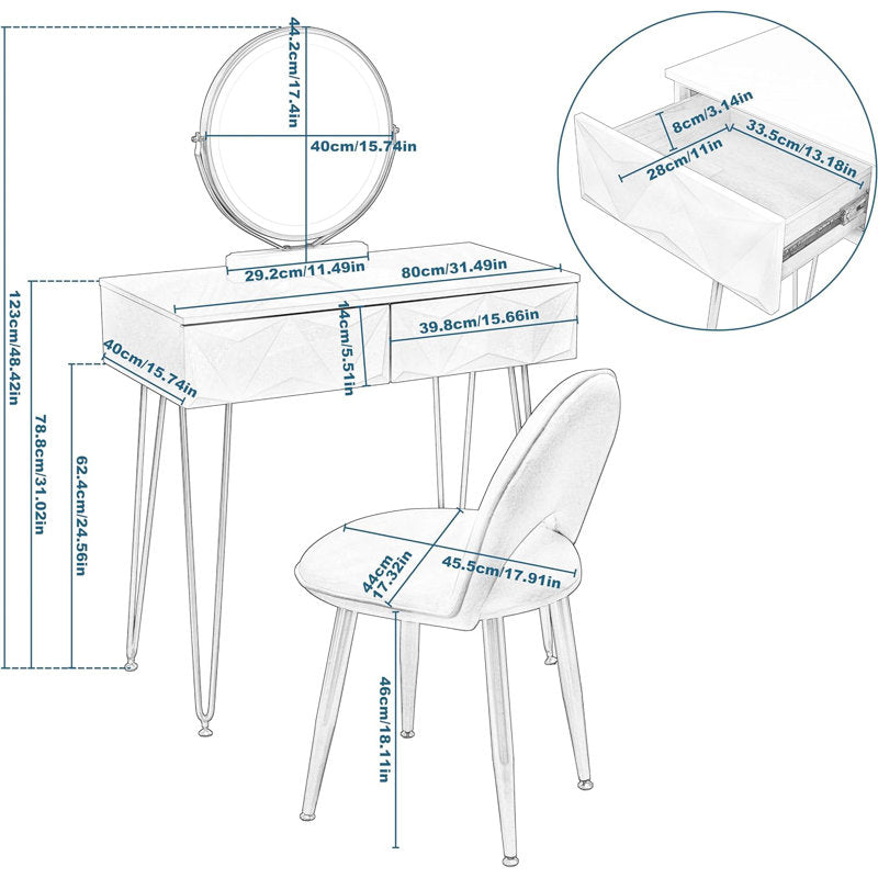 Appingedam Dressing Table with Mirror