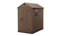 Brown storage shed with a window on a transparent background